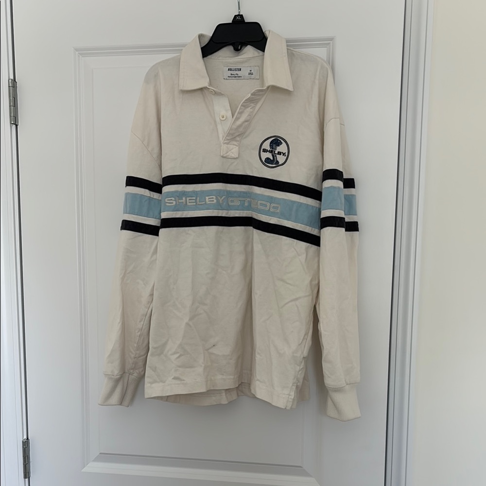 Hollister Cream Long Sleeve Polo Shirt